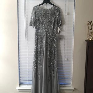 Adrianna Papell Women's Floral Beaded Long Gown